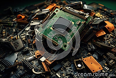 a pile of electronic components Stock Photo