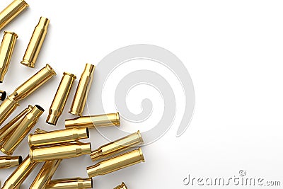 Pile of empty bullet on white background. Cartoon Illustration