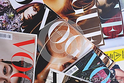 Heap of Vogue Italia fashion magazines Editorial Stock Photo