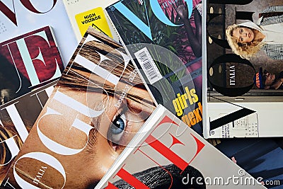 Heap of Vogue Italia fashion magazines Editorial Stock Photo