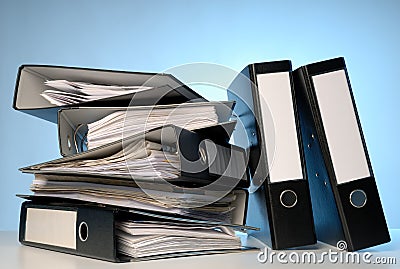 A pile of file folders Stock Photo