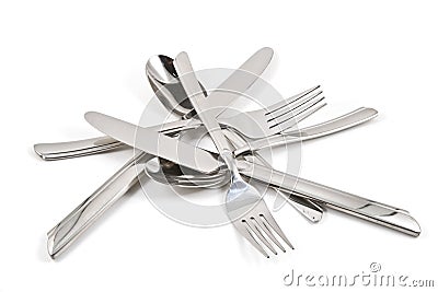 A pile of flatware. Stock Photo