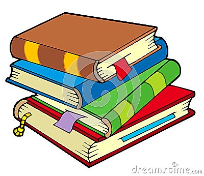 Pile of four old books Vector Illustration