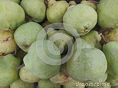 a pile of fresh green pears Stock Photo