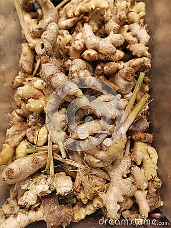 Pile of fresh loose ginger Stock Photo