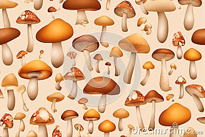 A pile of fresh mushrooms on a light yellow background Stock Photo