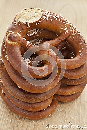 Pile of fresh soft pretzels Stock Photo