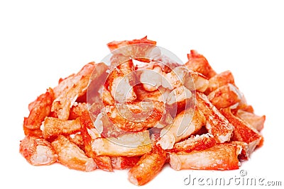 Pile of fresh steamed crab meat without shell and ready to eat Stock Photo
