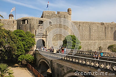 Pile gate and city walls. Dubrovnik. Croatia Editorial Stock Photo