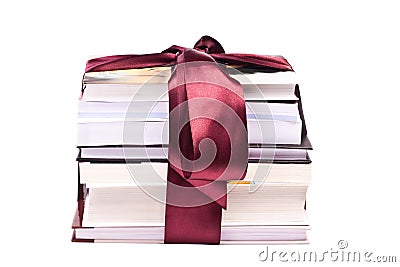 Pile of gift books tied up with a ribbon Stock Photo