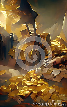 A pile of gold - abstract digital art Stock Photo