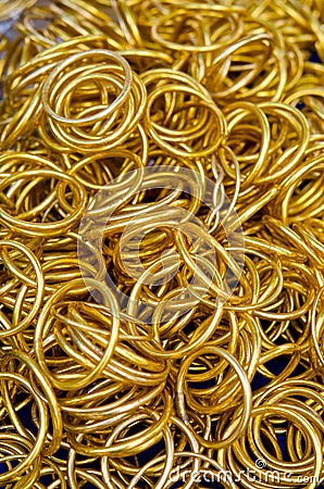 Pile of gold Bracelets Stock Photo