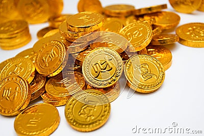 A pile of golden coins Stock Photo