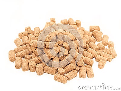 Pile of granules Wheat Bran background. Stock Photo