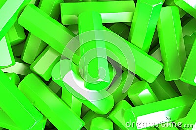 A pile of green hexagon details Cartoon Illustration