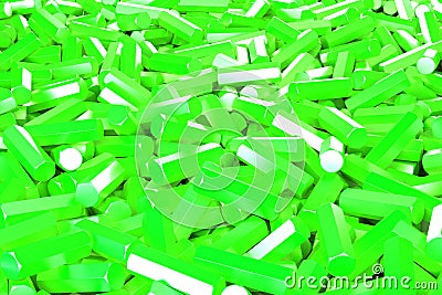 A pile of green hexagon details Cartoon Illustration