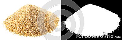 Pile of ground dried garlic cloves isolated w clipping paths Stock Photo