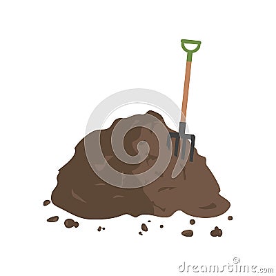 Pile of Ground with Hayfork Vector Illustration