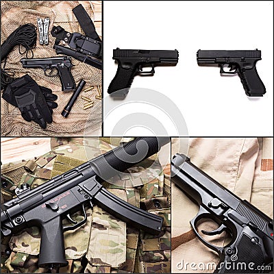 Pile of handguns Stock Photo