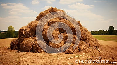 Pile of hay bales in the field Stock Photo