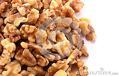 Pile of Healthy Walnuts on a White Background Stock Photo