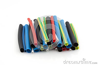 Heat-shrink tubing on a white background Stock Photo