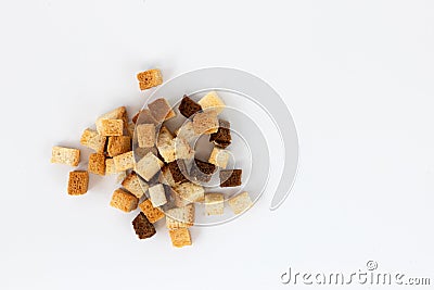 Pile of homemade rusks isolated on white background Stock Photo