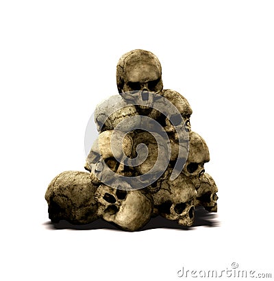 Pile of Human Skulls Cartoon Illustration