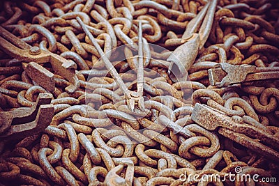 A pile of industrial chain up close Stock Photo