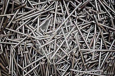 Pile of iron nails Stock Photo