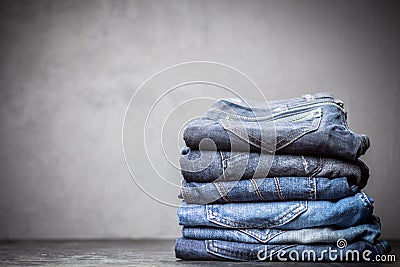 Pile of jeans Stock Photo