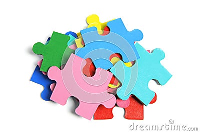 Pile of Jigsaw Puzzle Pieces Stock Photo