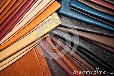 pile of leather samples in various colors Stock Photo