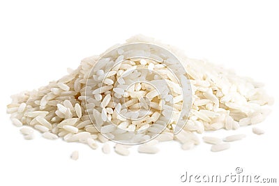 Pile of long grain white rice. Stock Photo