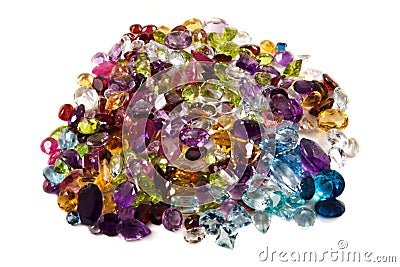 Pile of loose gemstones Stock Photo