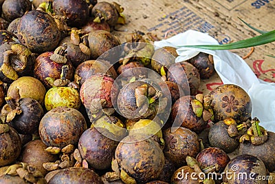 Pile of mangosteen Stock Photo
