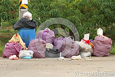 Pile of many garbage bags Stock Photo