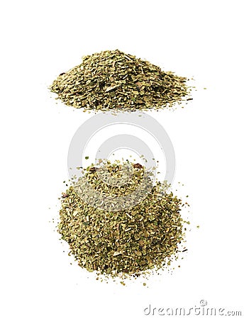 Pile of mate tea leaves isolated Stock Photo