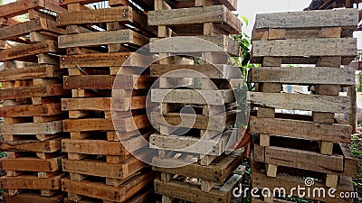 Pile of molded wood for casting Stock Photo