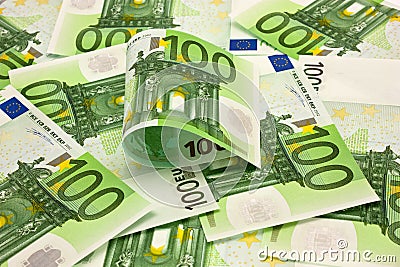 Pile of money 100 Euro Stock Photo