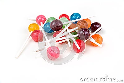 Pile of multicolored candy suckers Stock Photo