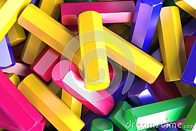 A pile of multicolored hexagon details Cartoon Illustration