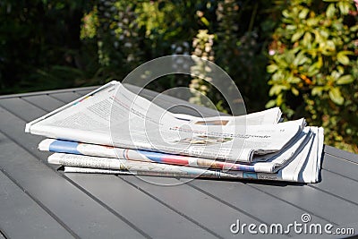 Pile of newspapers Editorial Stock Photo