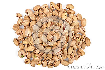 Pile nuts pistachios isolated on white background Stock Photo