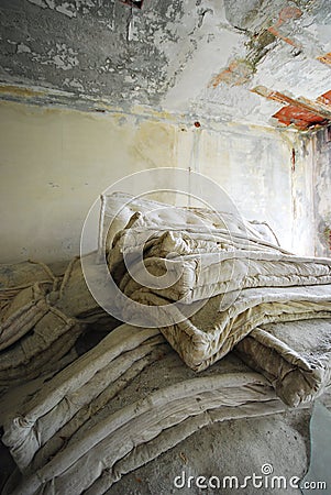 Pile of old mattresses Stock Photo
