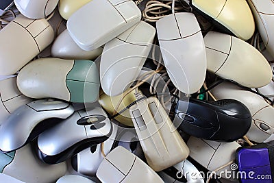 Pile of old and obsolete computer mice Stock Photo