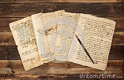 Olds manuscripts with nib Stock Photo