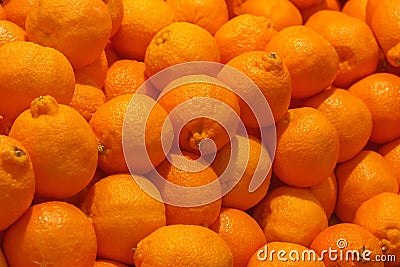 A pile of orange Clementines fruits or minneola tangelo Stock Photo