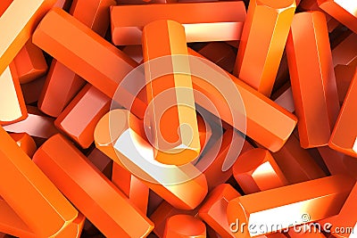 A pile of orange hexagon details Cartoon Illustration