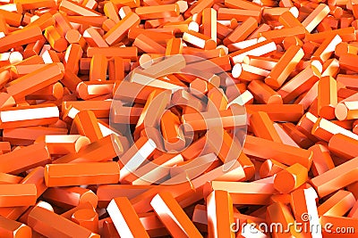 A pile of orange hexagon details Cartoon Illustration